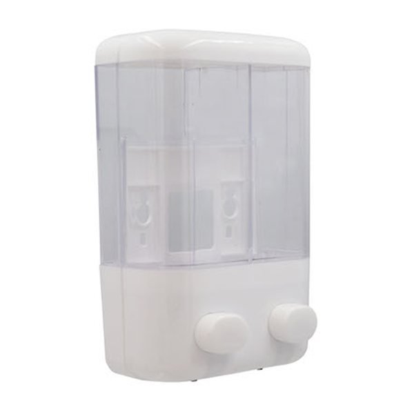 Dispensador Jabón Plástico Blanco Doble