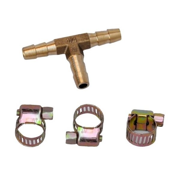 Tee Dentada 1/4" con 3 Abrazaderas